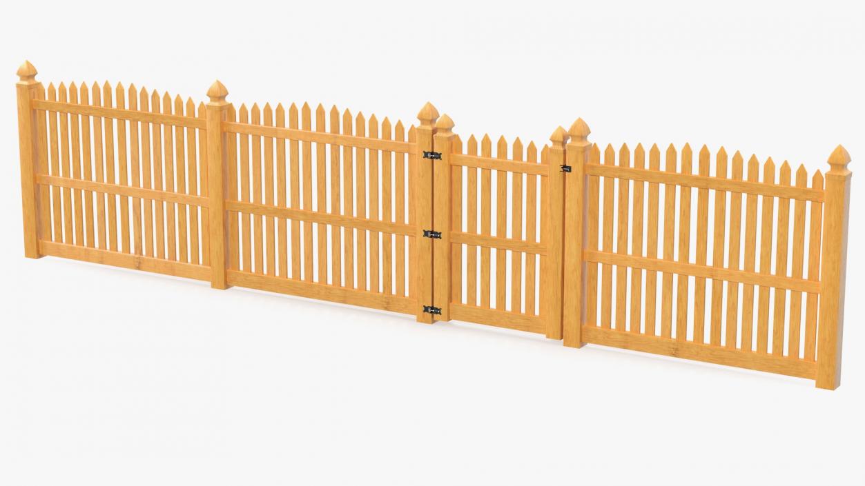 Traditional Fencing Palisade Pointed Pales 3D