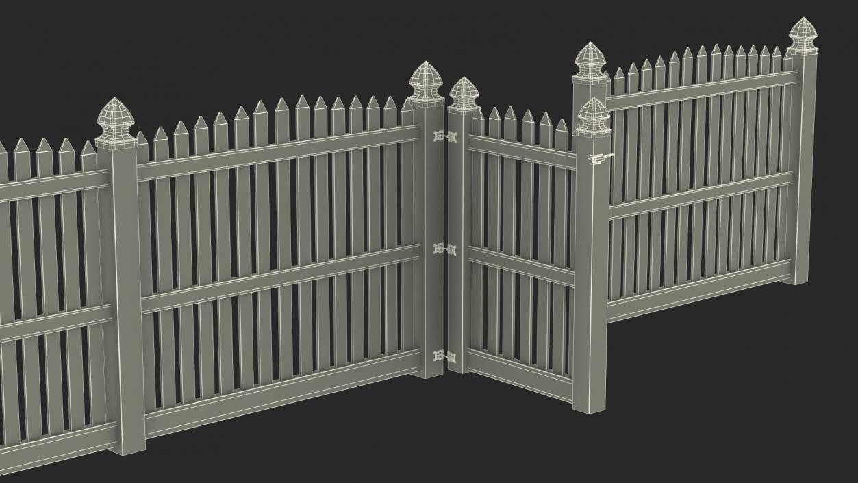 Traditional Fencing Palisade Pointed Pales 3D