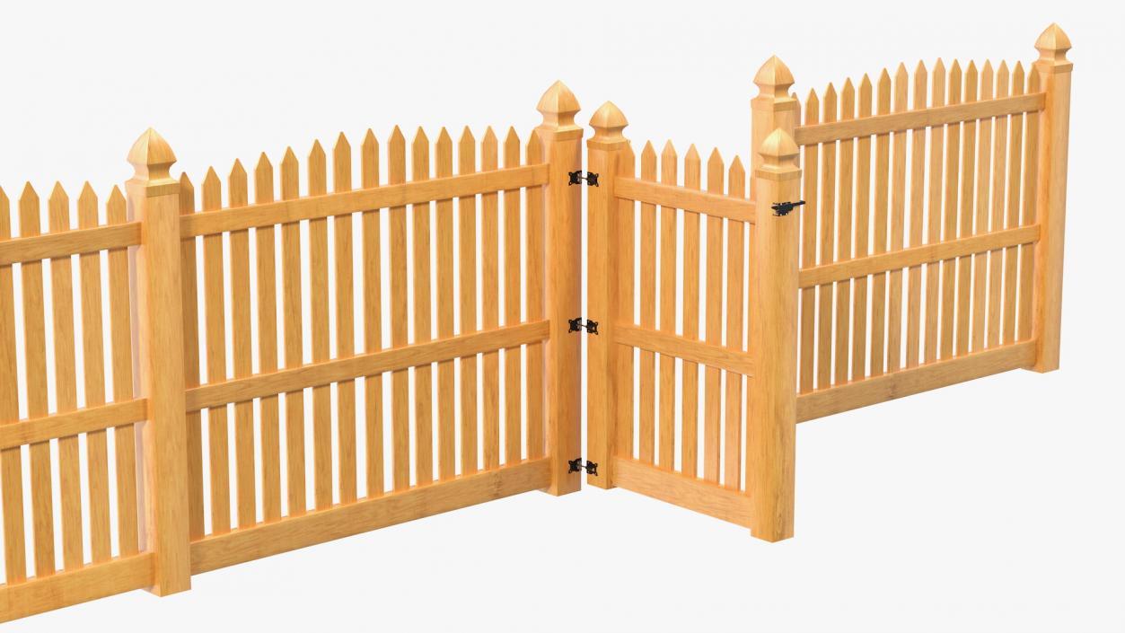 Traditional Fencing Palisade Pointed Pales 3D