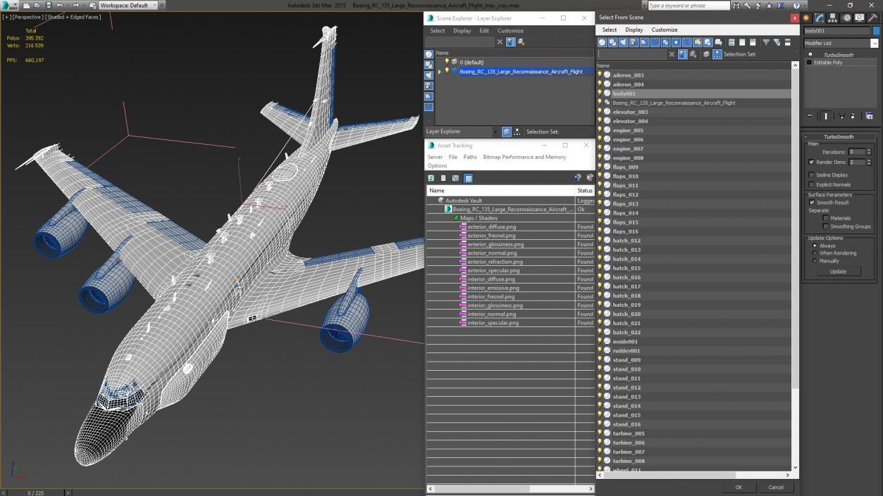 3D model Boeing RC-135 Large Reconnaissance Aircraft Flight