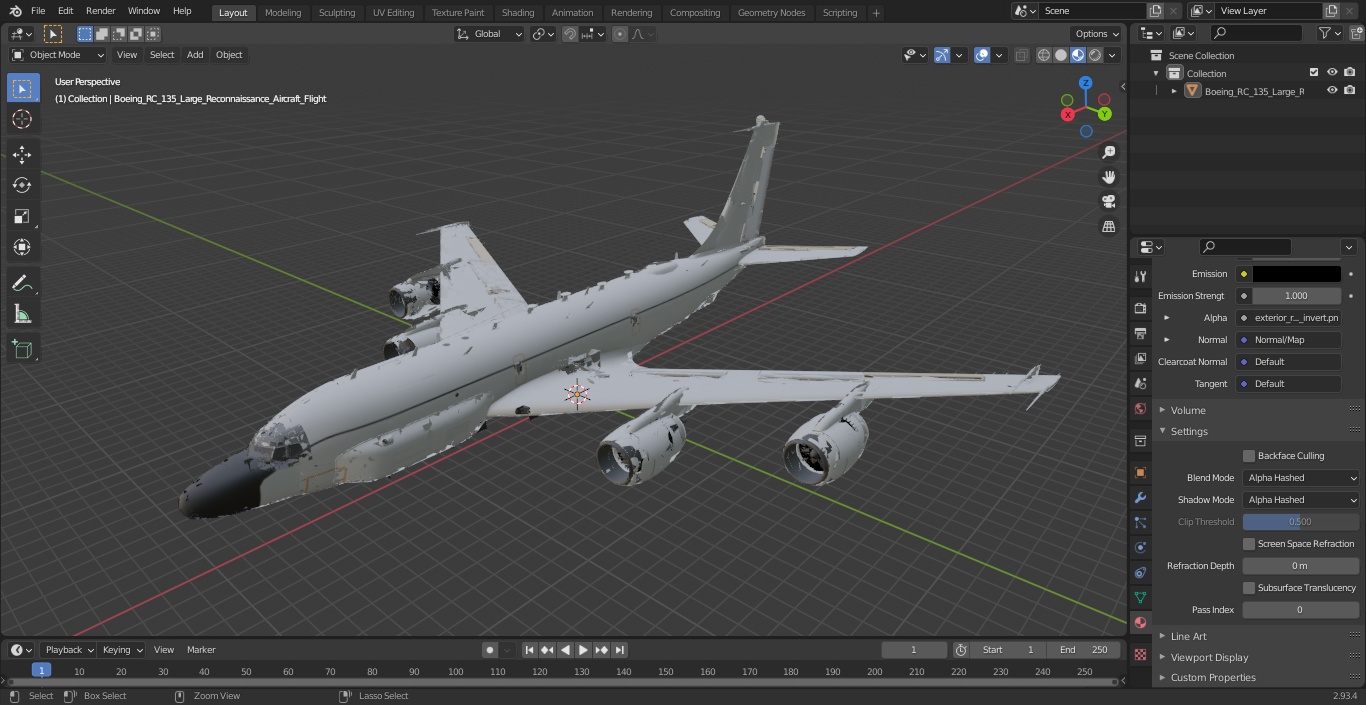 3D model Boeing RC-135 Large Reconnaissance Aircraft Flight