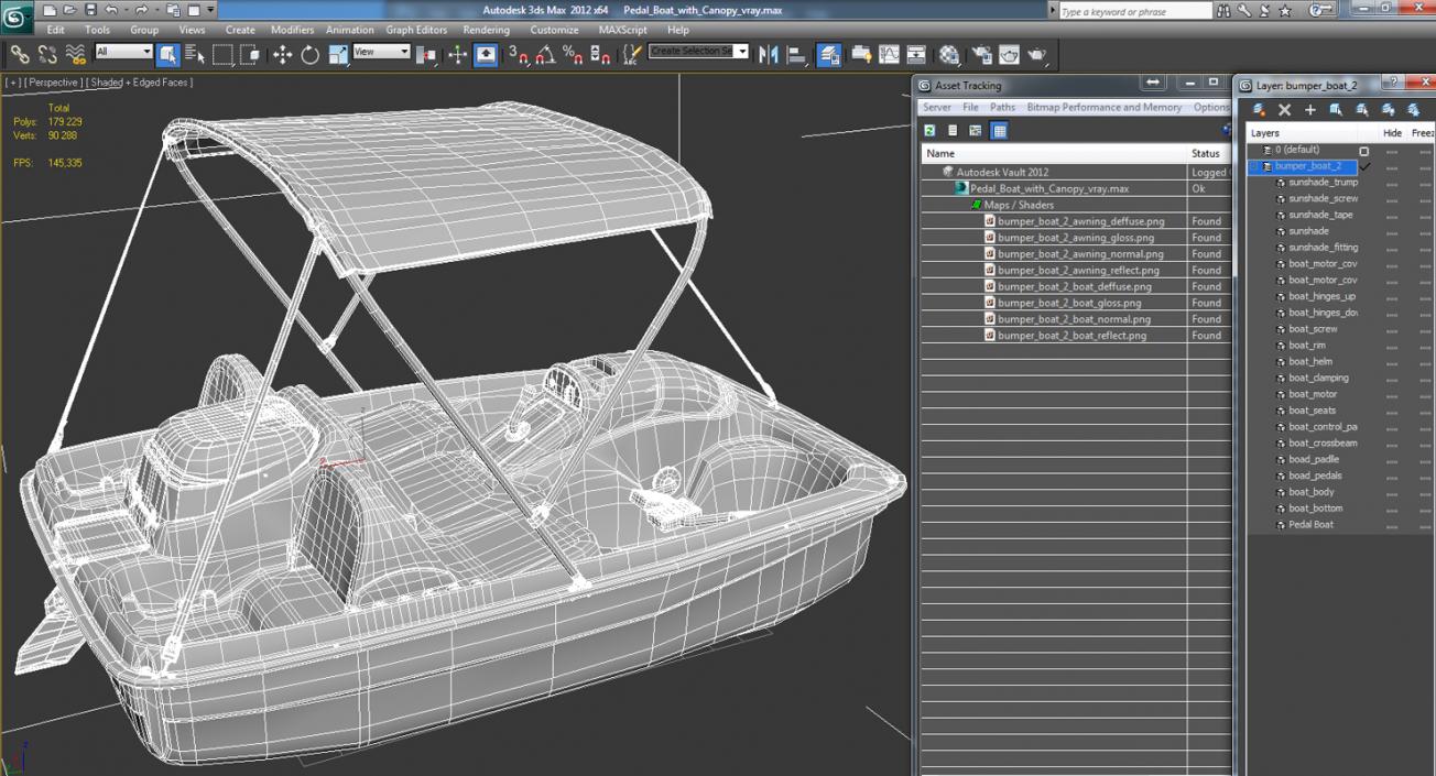 Pedal Boat with Canopy 3D