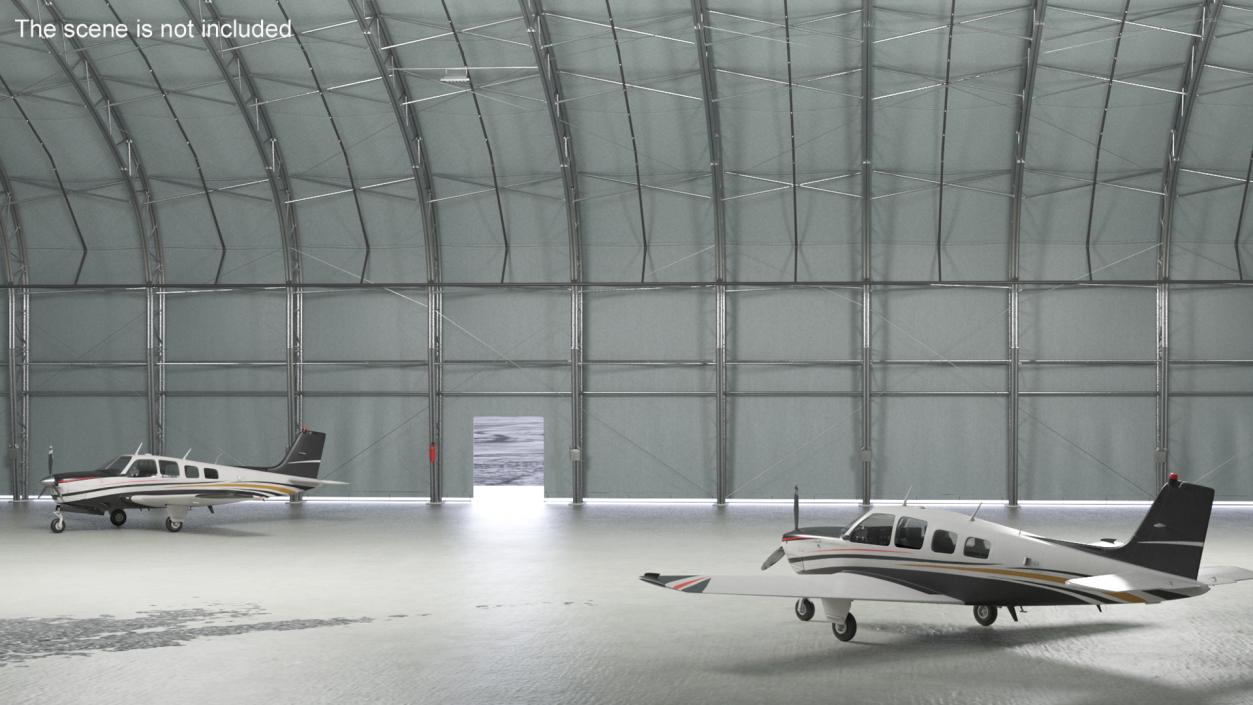 3D Beechcraft Bonanza Airplanes in Hangar model