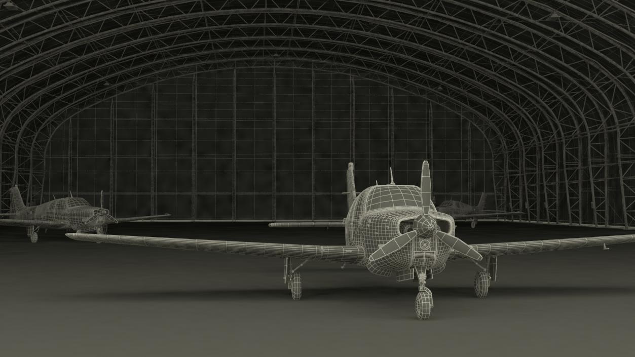 3D Beechcraft Bonanza Airplanes in Hangar model