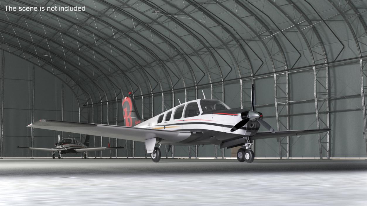 3D Beechcraft Bonanza Airplanes in Hangar model