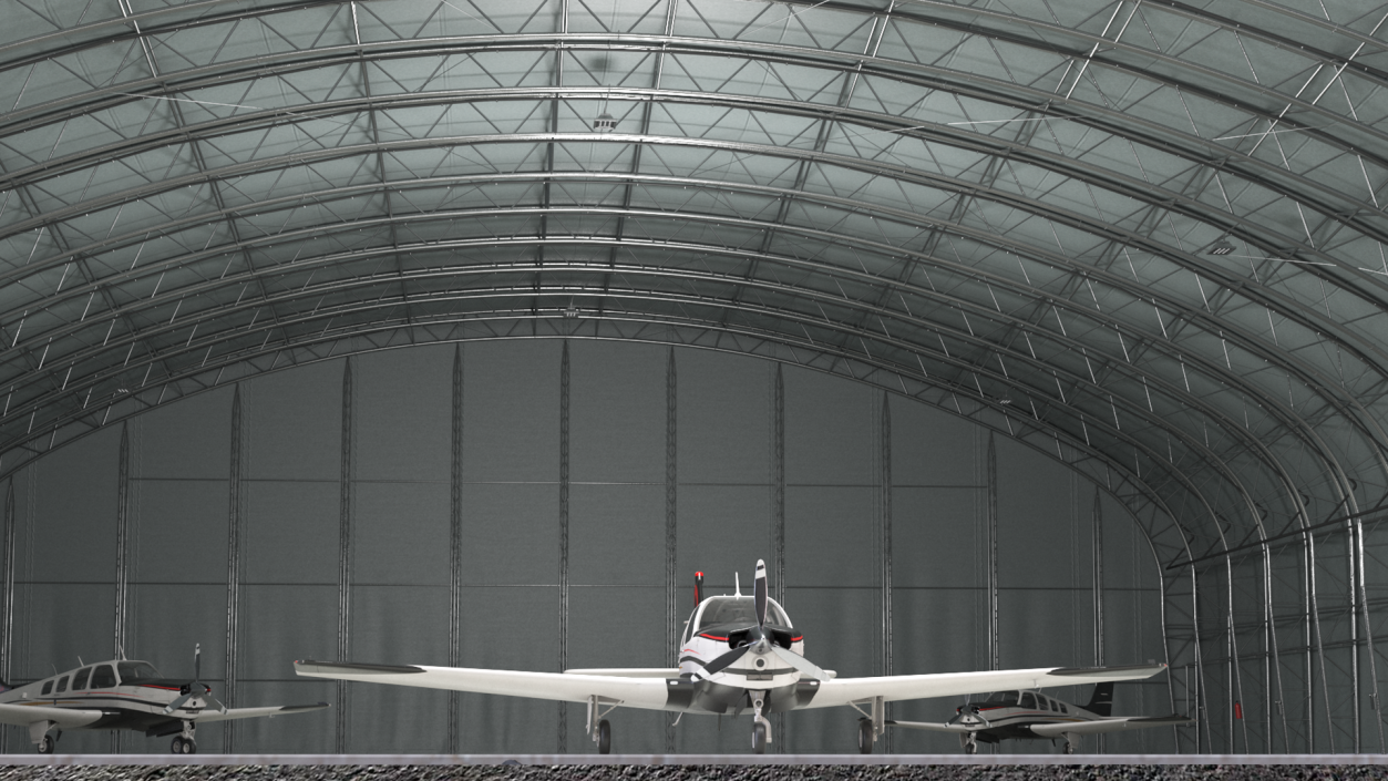 3D Beechcraft Bonanza Airplanes in Hangar model