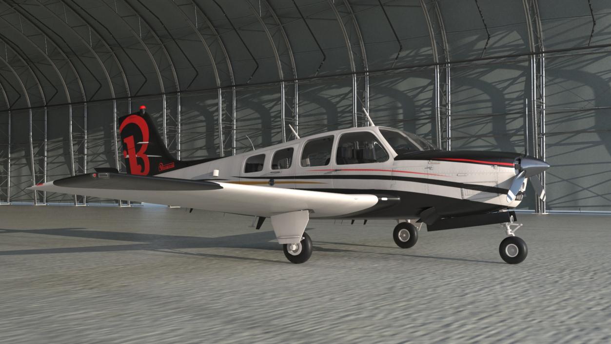 3D Beechcraft Bonanza Airplanes in Hangar model