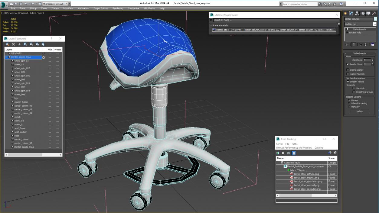 Dental Saddle Stool 3D model