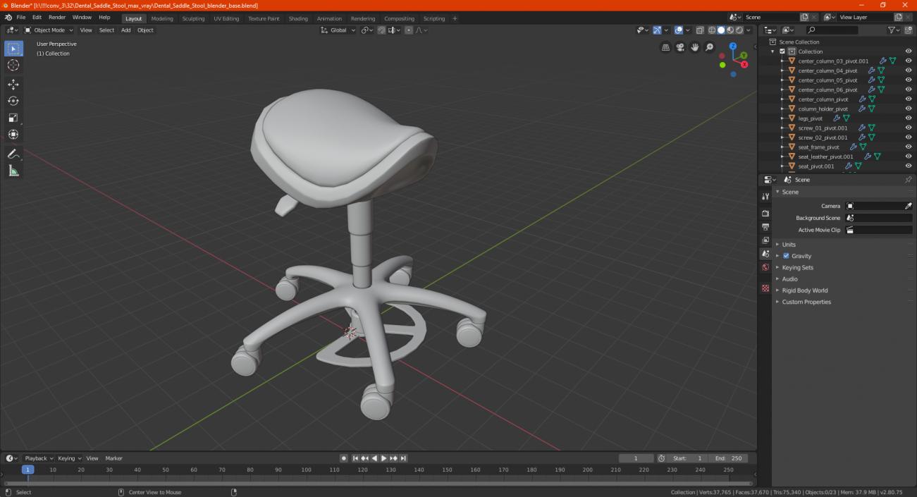 Dental Saddle Stool 3D model