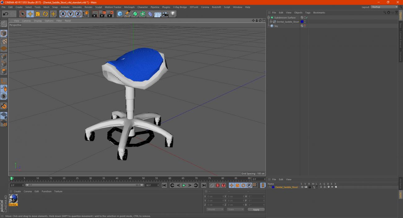 Dental Saddle Stool 3D model