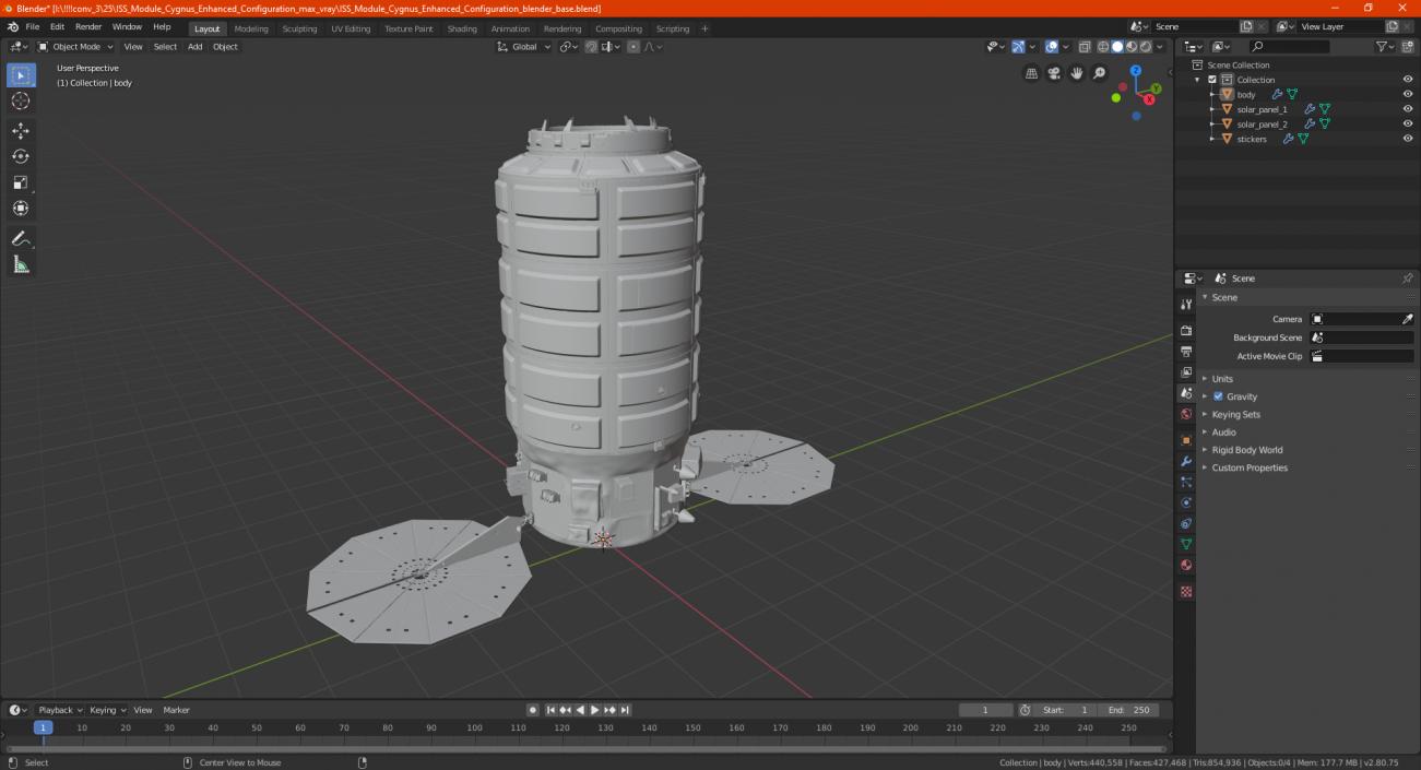 3D model ISS Module Cygnus Enhanced Configuration