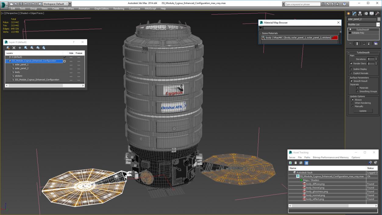 3D model ISS Module Cygnus Enhanced Configuration