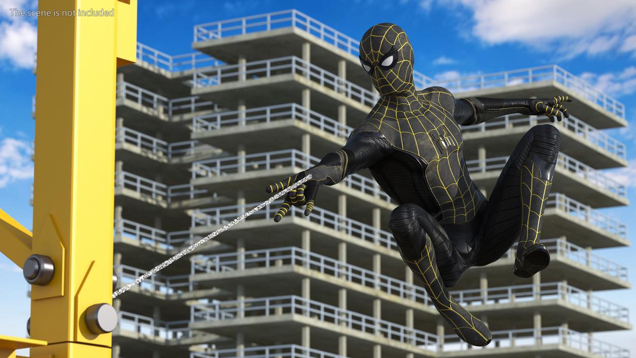 3D Spiderman Black Suit Shoots Web