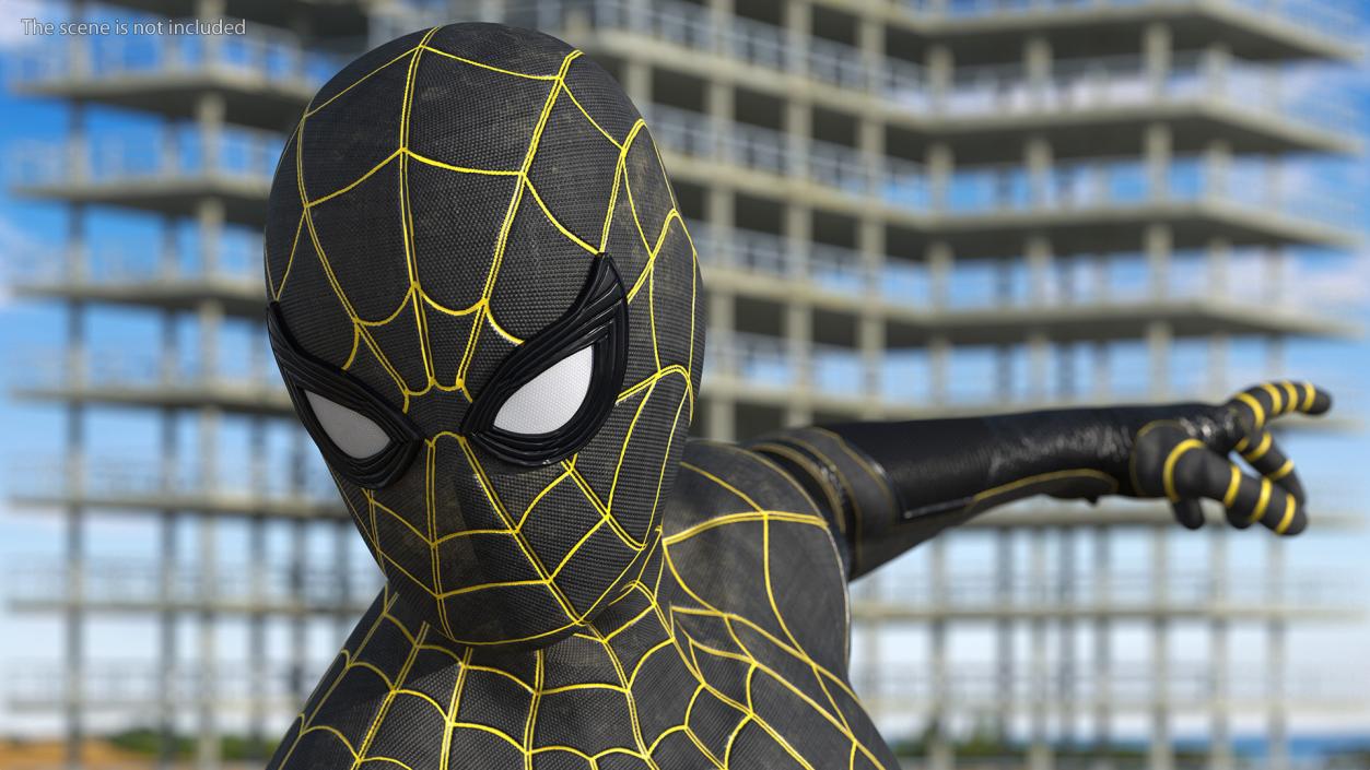 3D Spiderman Black Suit Shoots Web