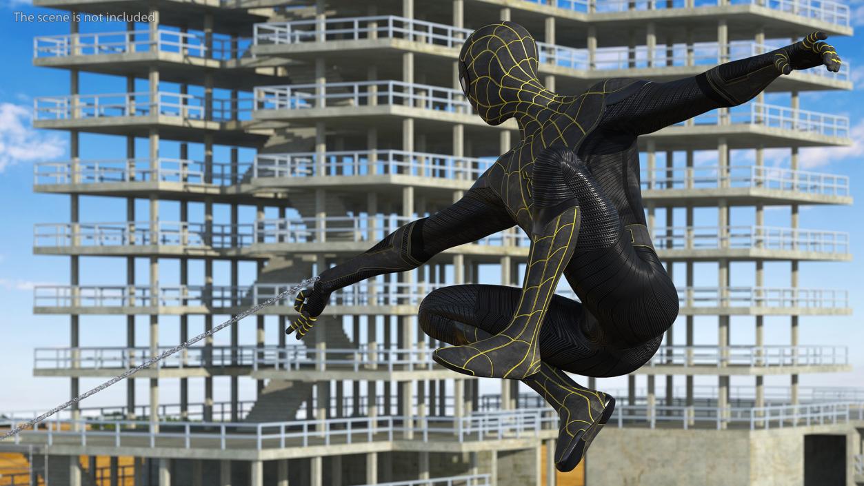 3D Spiderman Black Suit Shoots Web