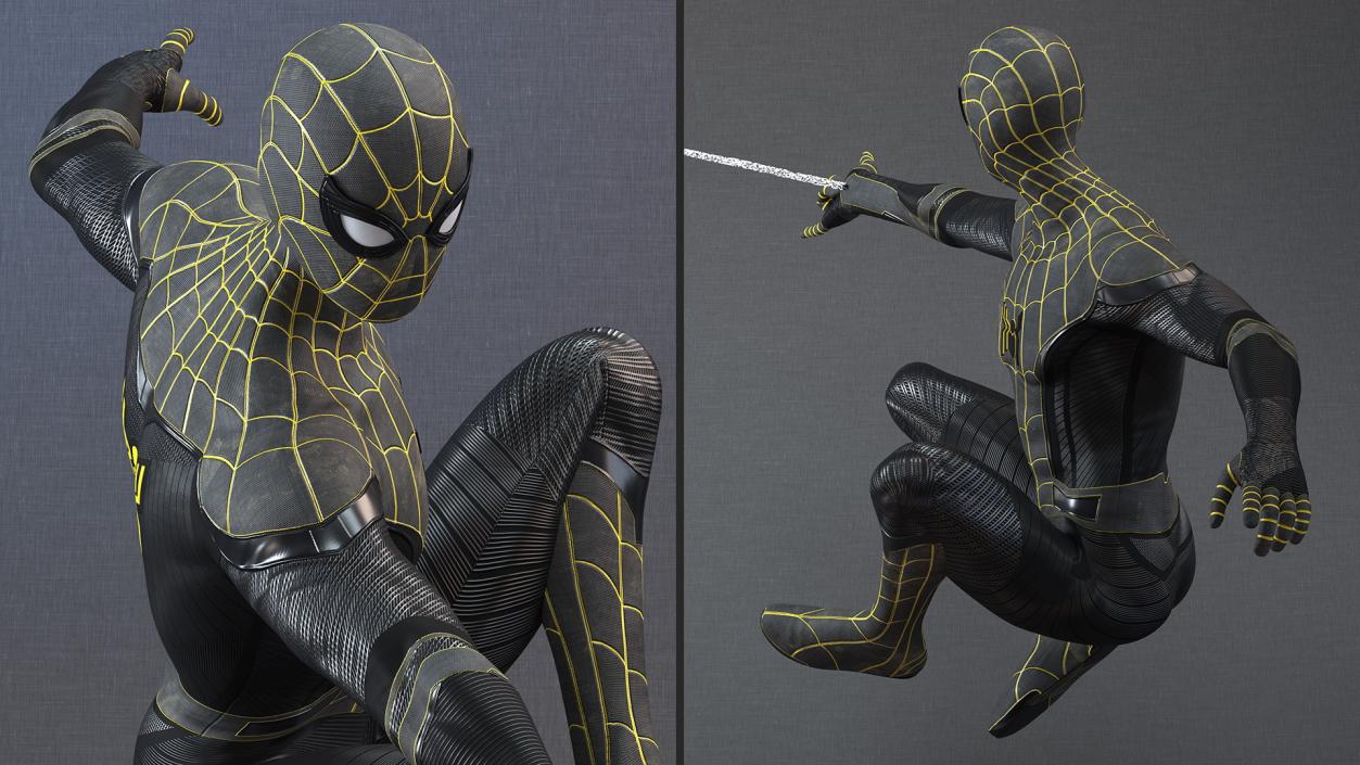 3D Spiderman Black Suit Shoots Web