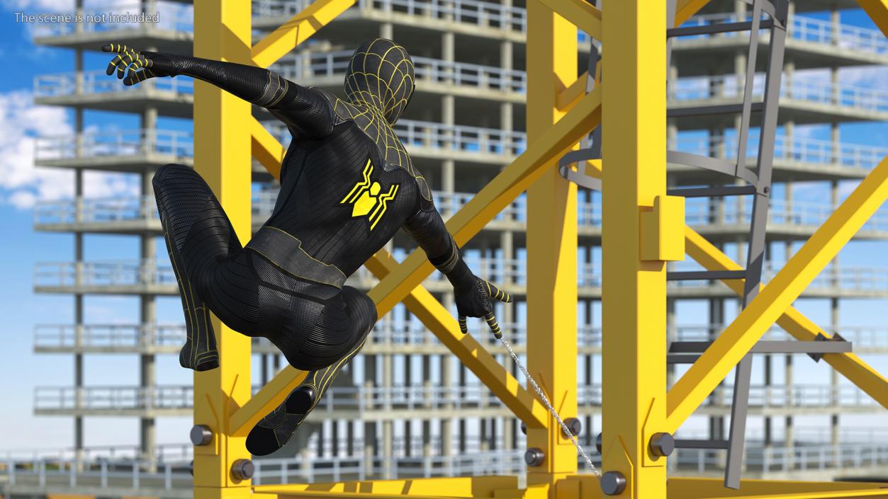 3D Spiderman Black Suit Shoots Web