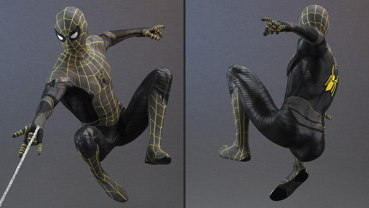 3D Spiderman Black Suit Shoots Web