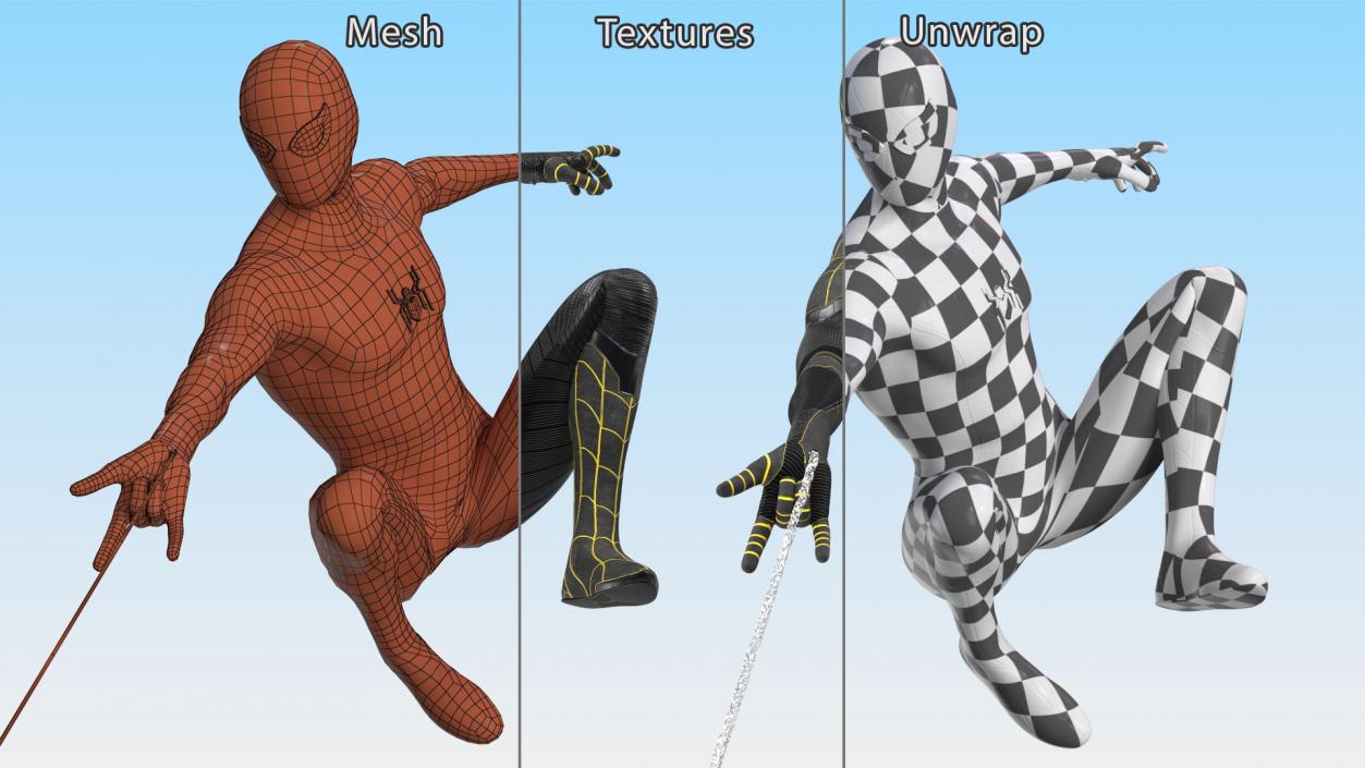 3D Spiderman Black Suit Shoots Web