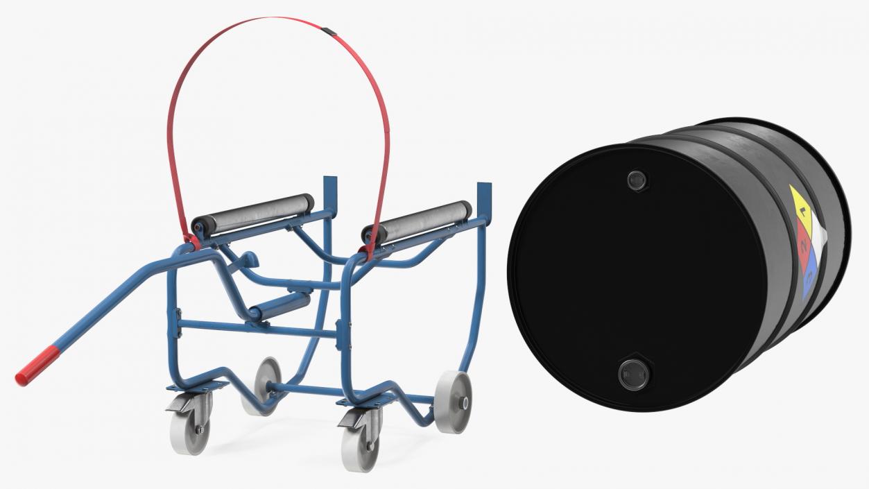 3D model Drum Cradle with NFPA 704 Drum