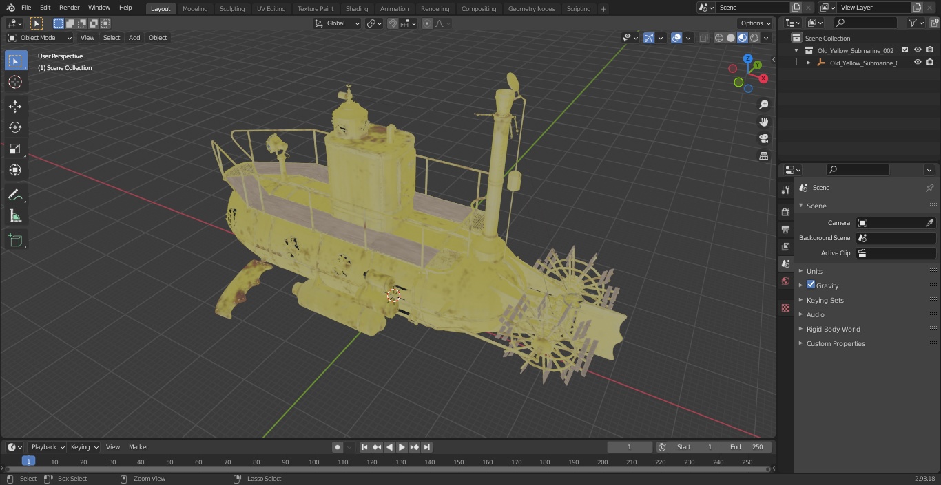 3D model Old Yellow Submarine