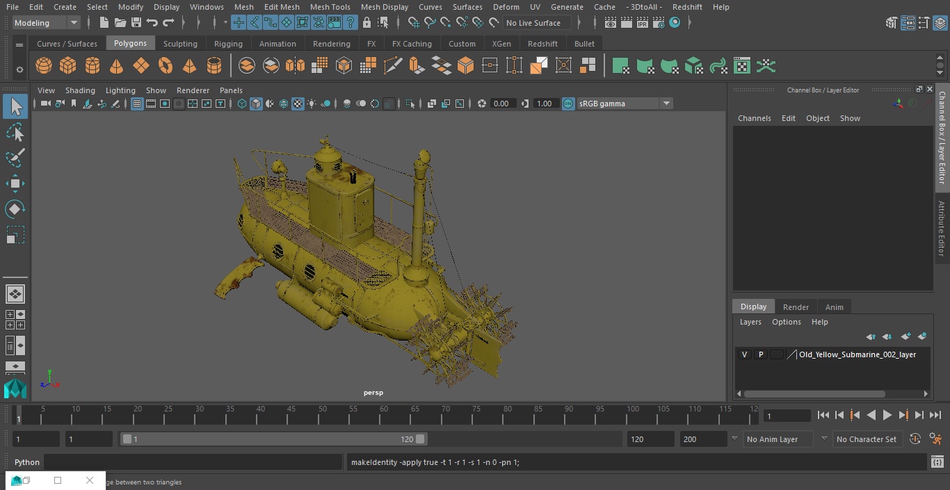 3D model Old Yellow Submarine