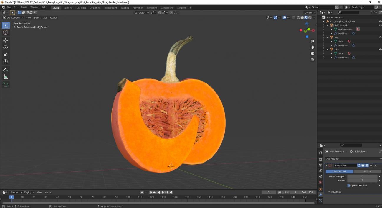 Cut Pumpkin with Slice 3D