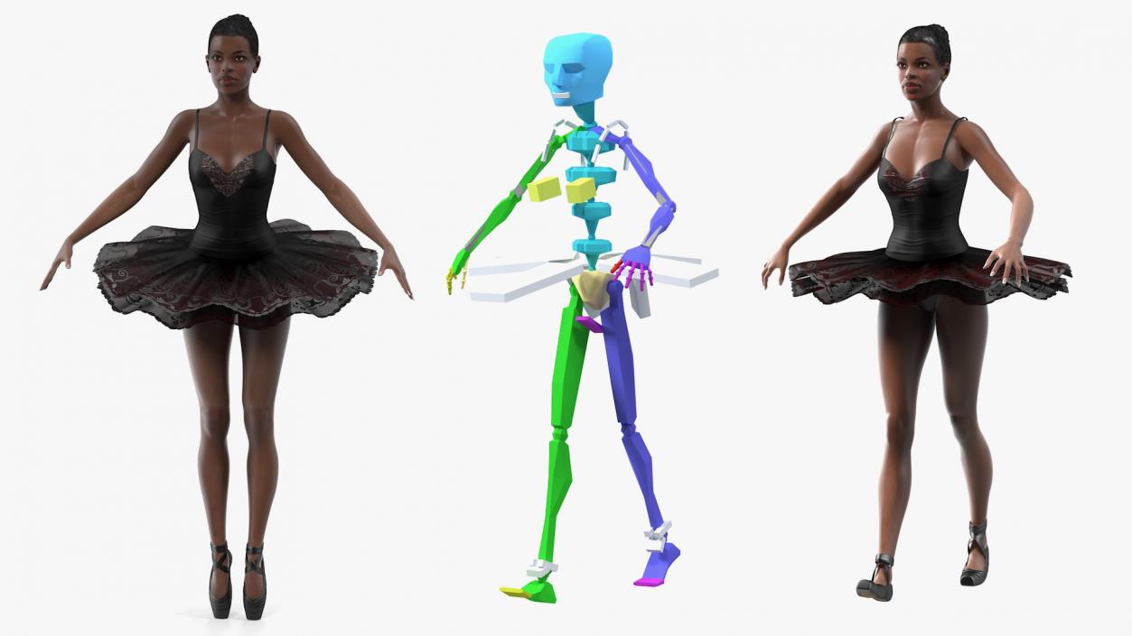 3D model Dark Skinned Black Ballerina Rigged