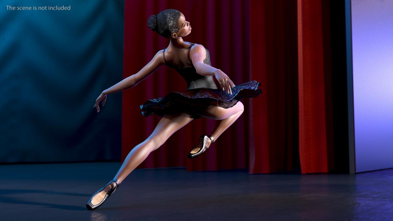 3D model Dark Skinned Black Ballerina Rigged