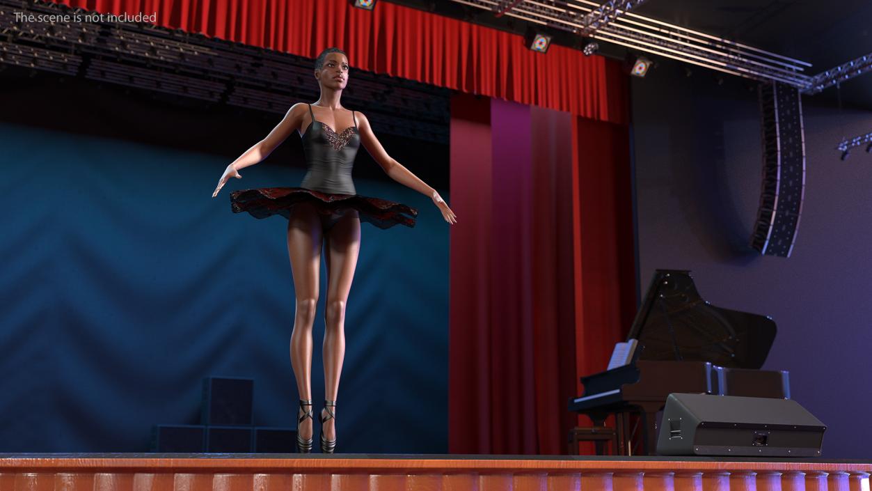 3D model Dark Skinned Black Ballerina Rigged