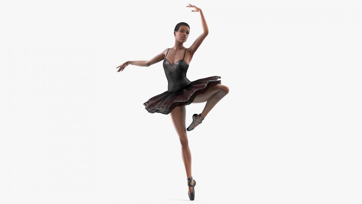 3D model Dark Skinned Black Ballerina Rigged