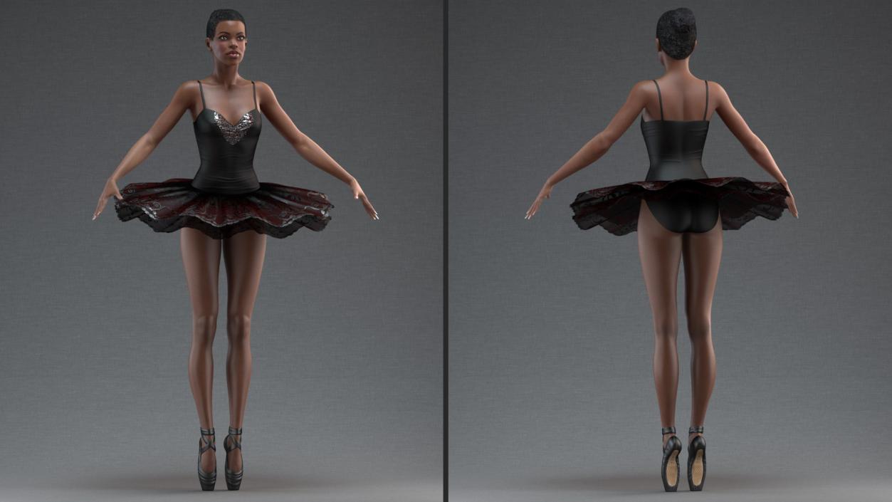 3D model Dark Skinned Black Ballerina Rigged