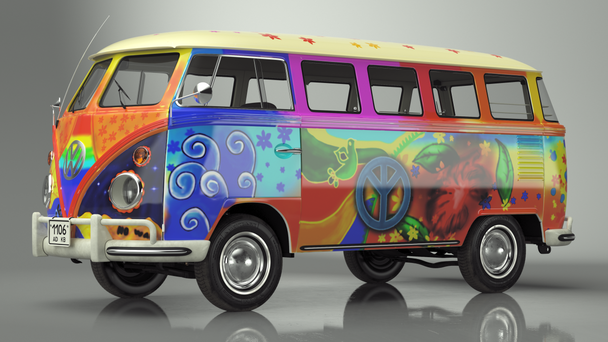 Hippie Volkswagen Bus Simple Interior 3D