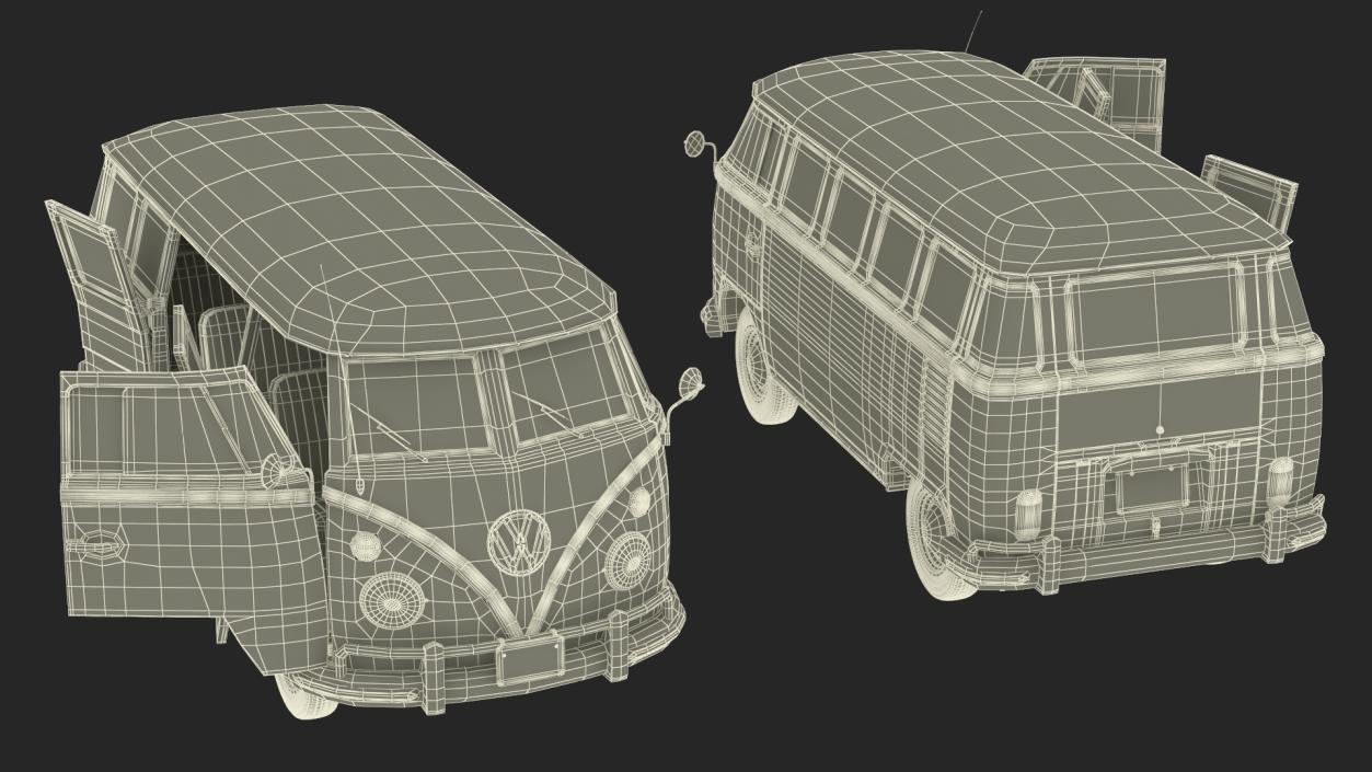 Hippie Volkswagen Bus Simple Interior 3D