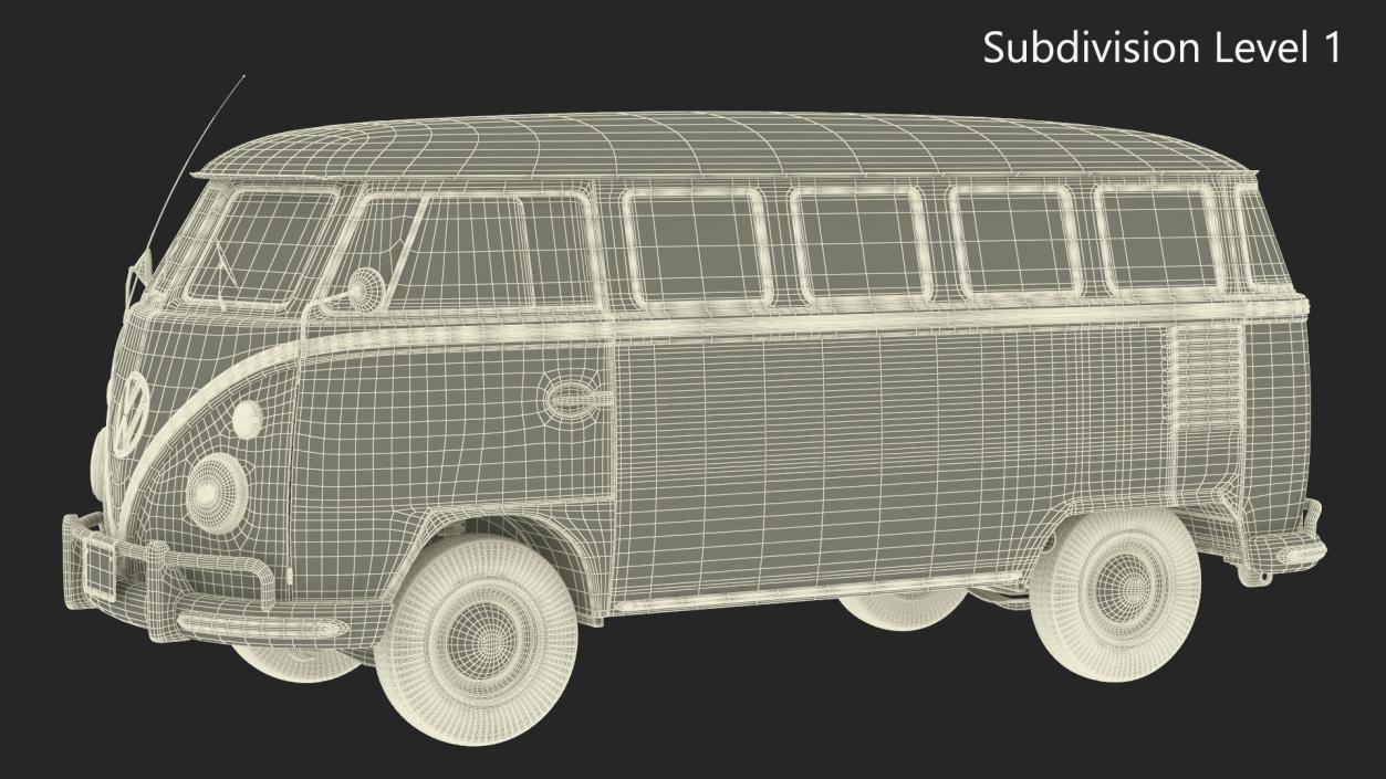 Hippie Volkswagen Bus Simple Interior 3D