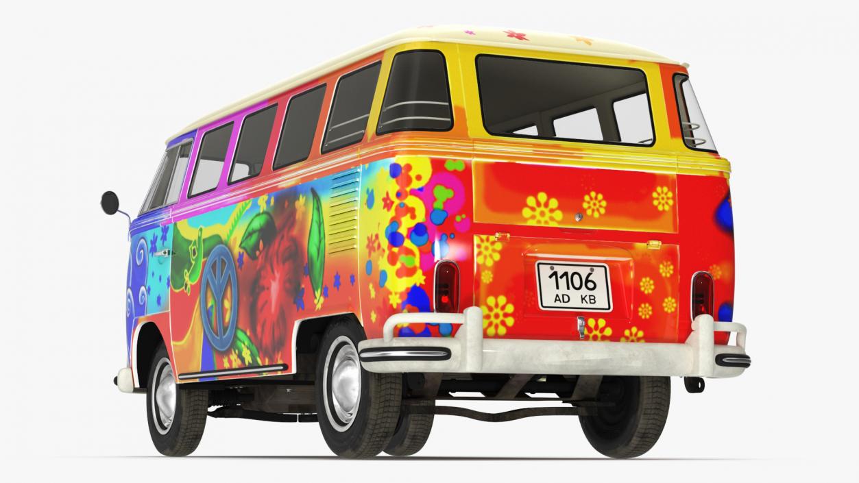 Hippie Volkswagen Bus Simple Interior 3D