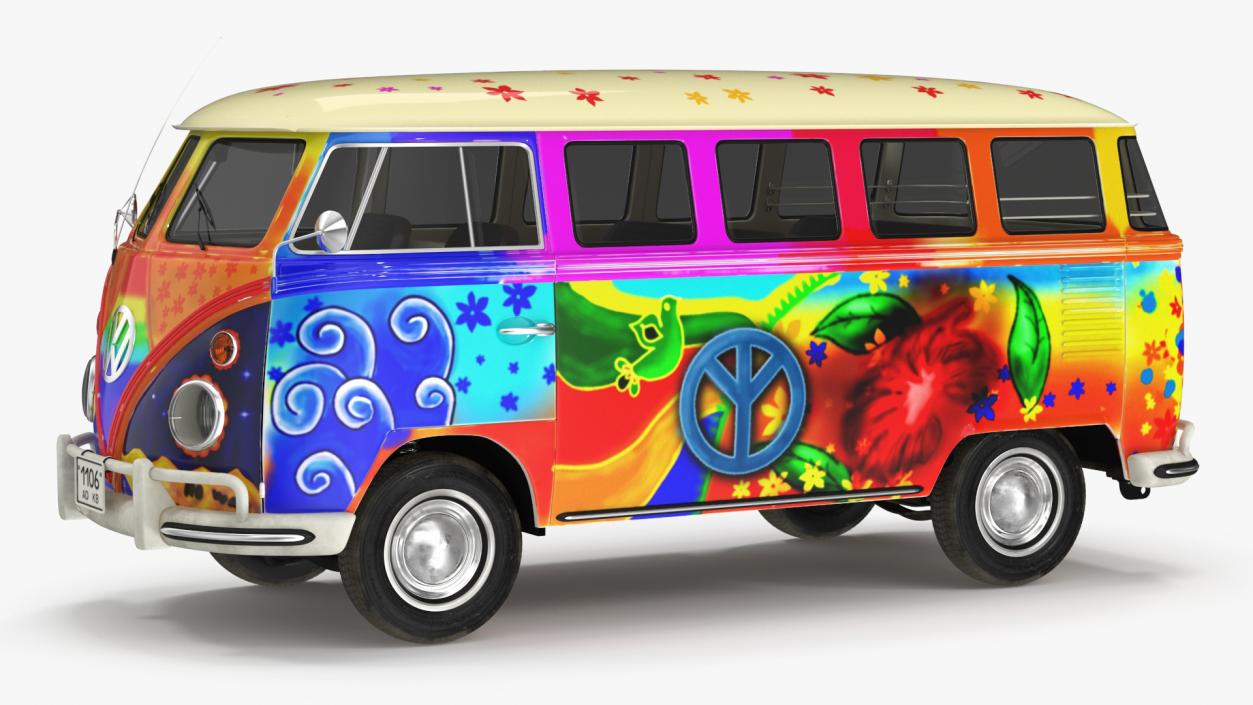 Hippie Volkswagen Bus Simple Interior 3D