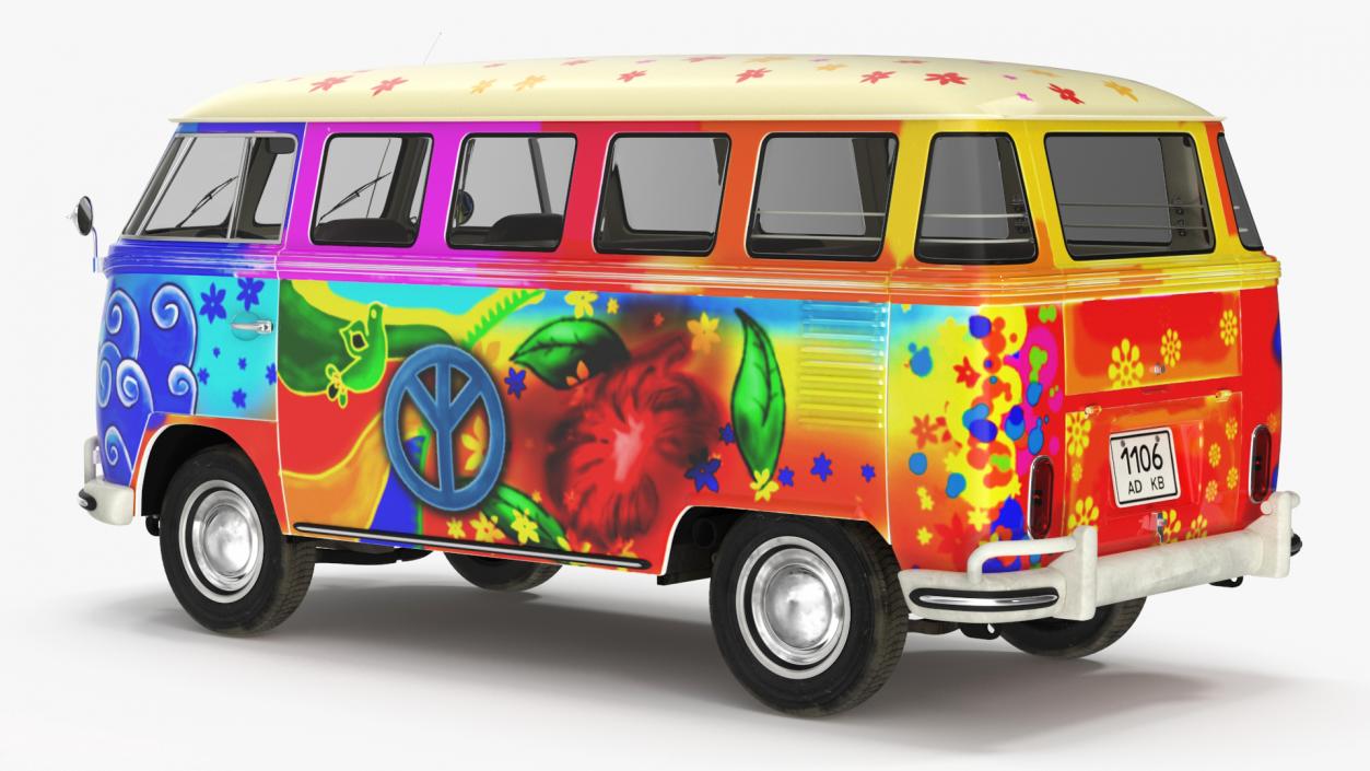 Hippie Volkswagen Bus Simple Interior 3D