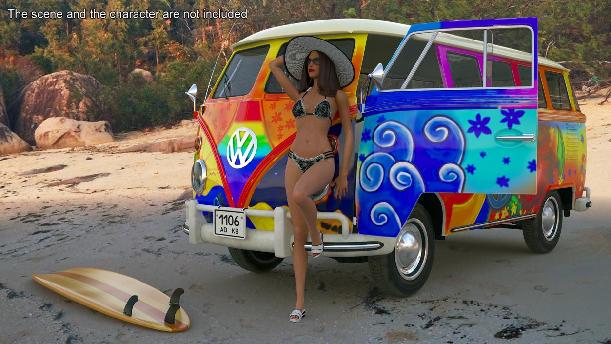 Hippie Volkswagen Bus Simple Interior 3D