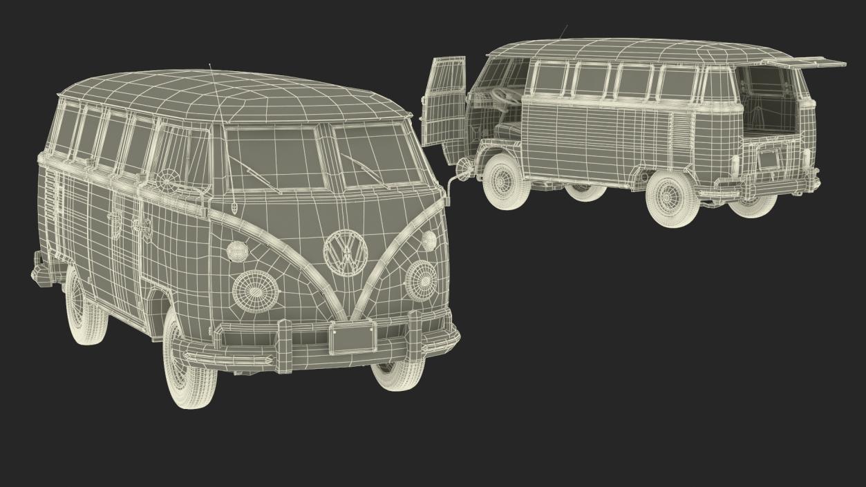 Hippie Volkswagen Bus Simple Interior 3D