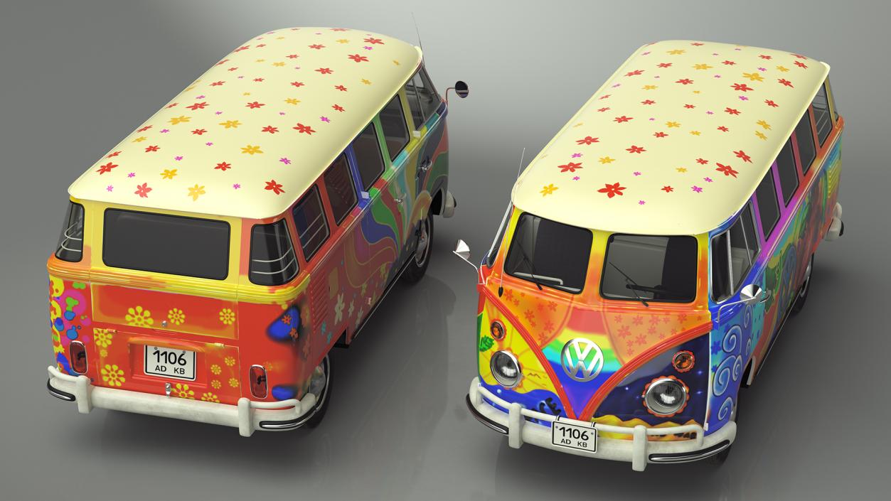 Hippie Volkswagen Bus Simple Interior 3D