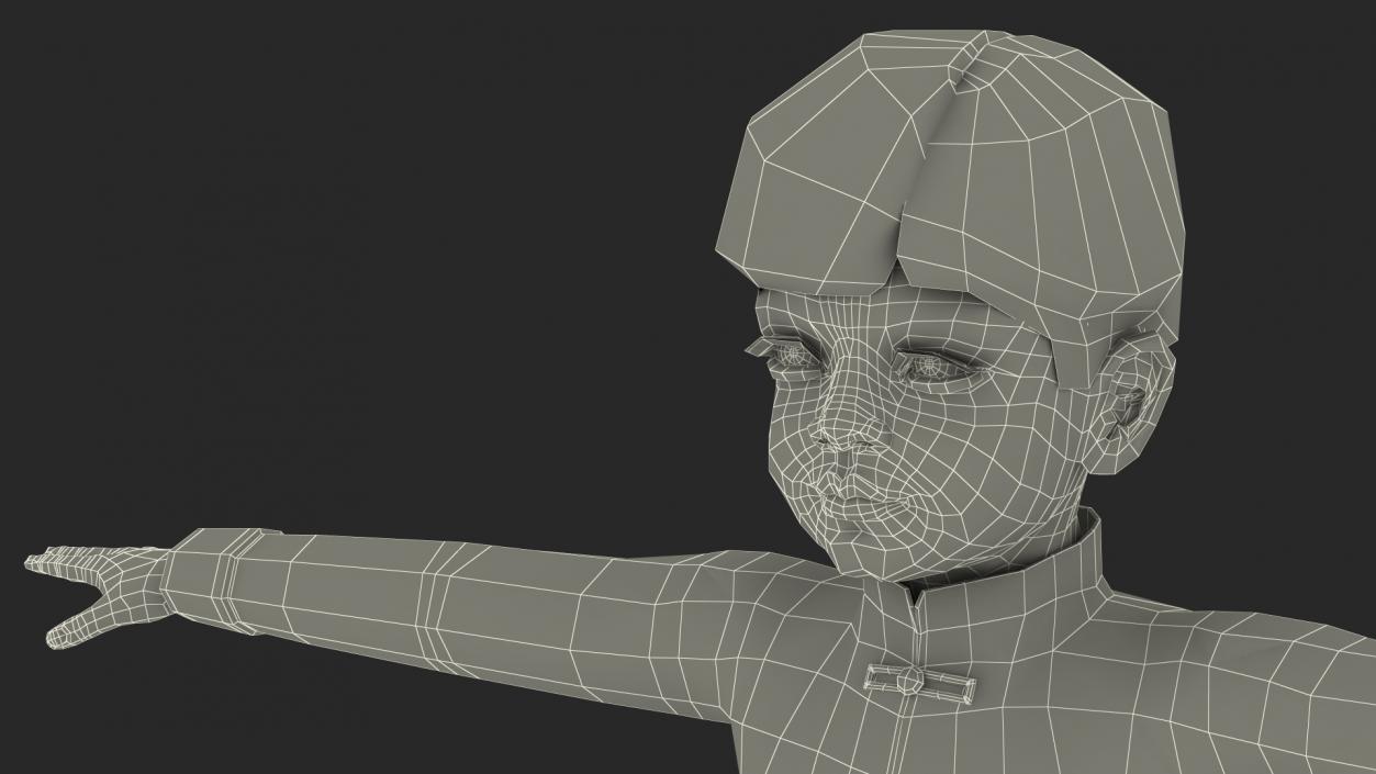 3D model Asian Boy Traditional Costume Rigged for Modo