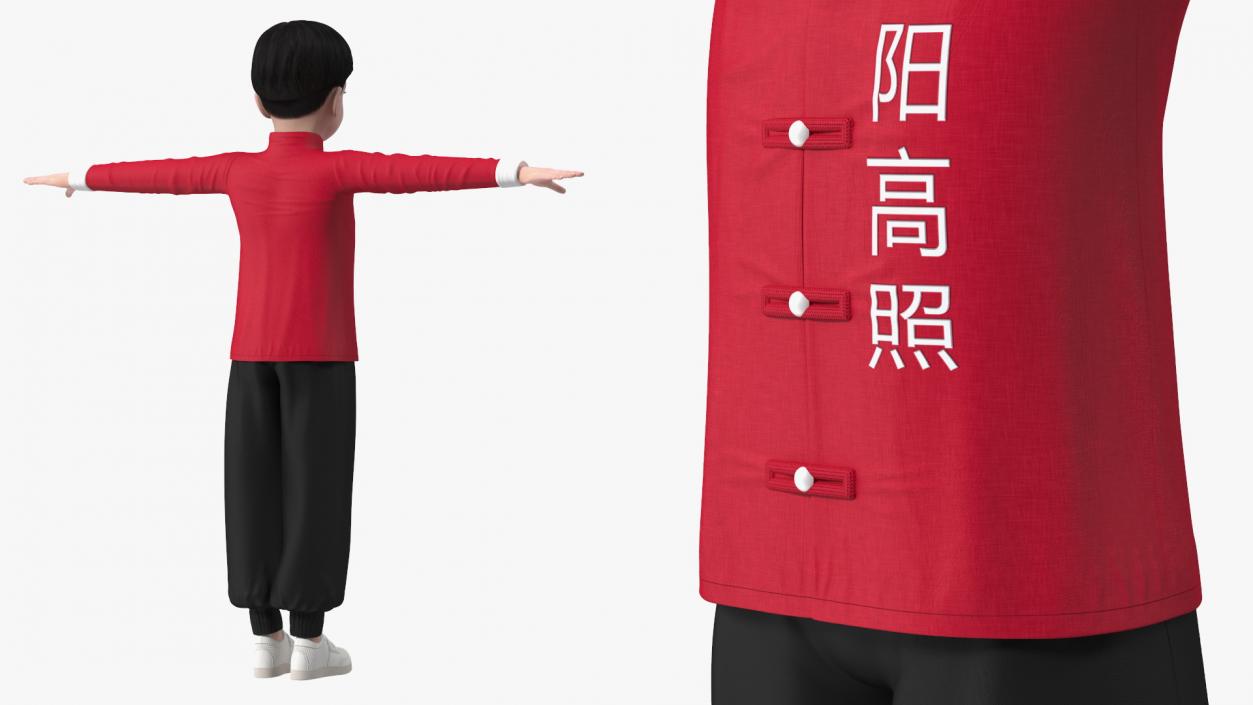 3D model Asian Boy Traditional Costume Rigged for Modo