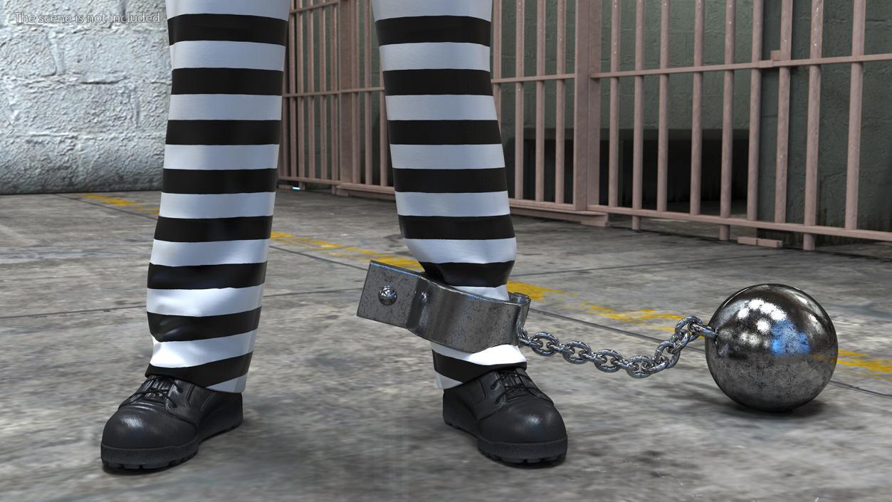 3D Prisoner Wearing Old Robe with Shackles Fur model