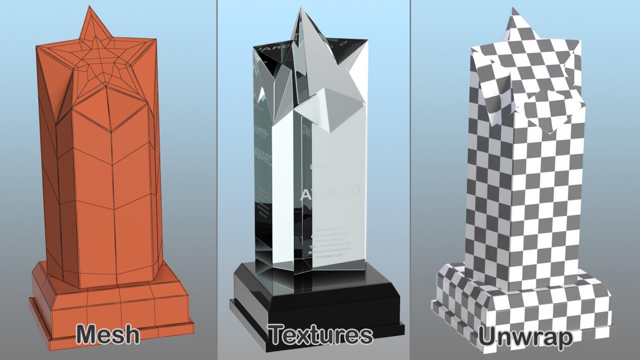 Towering Star Glass Award Trophy 3D