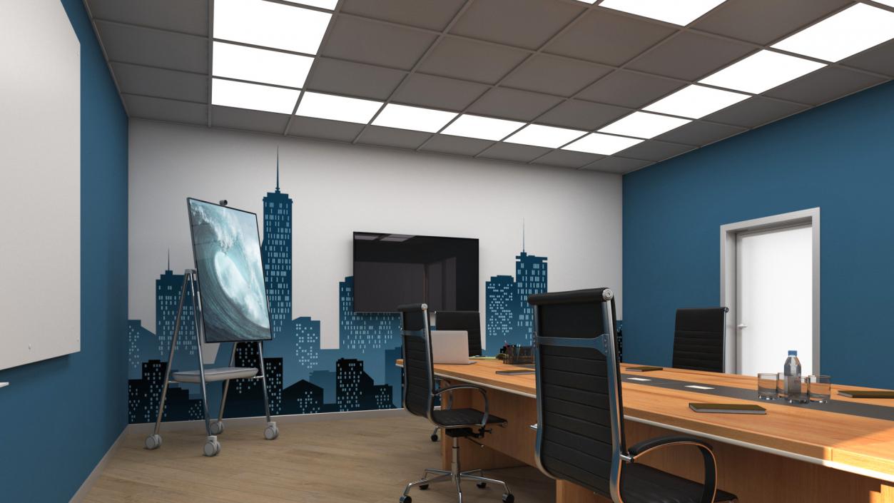 3D Seminar Room with Blue Walls model