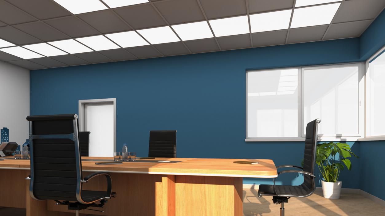 3D Seminar Room with Blue Walls model