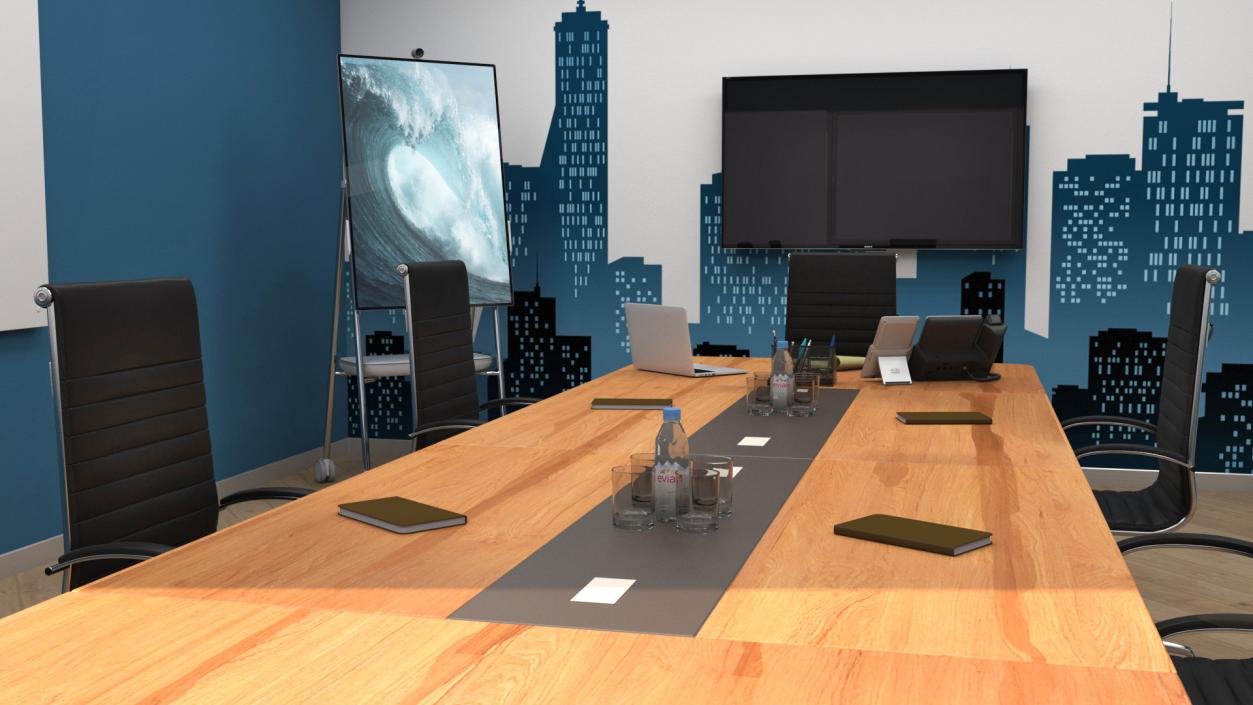 3D Seminar Room with Blue Walls model