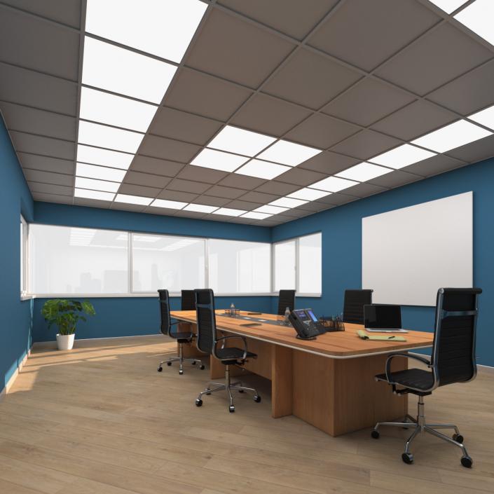 3D Seminar Room with Blue Walls model