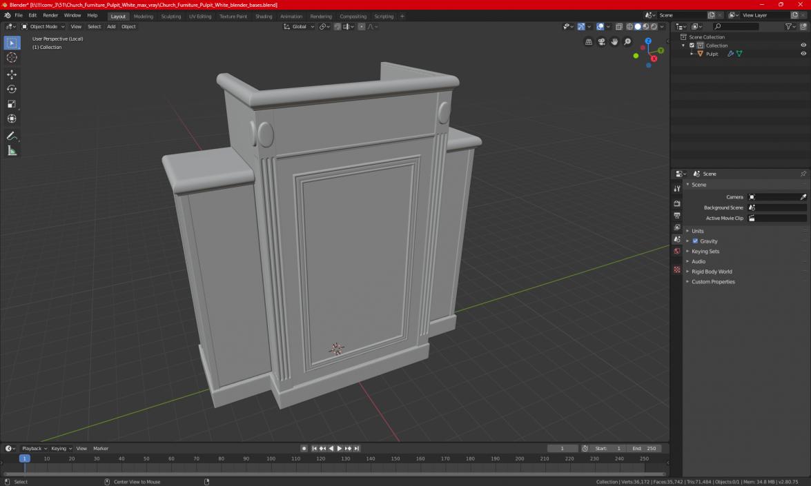 Church Pulpit Podium Dark Oak 3D model